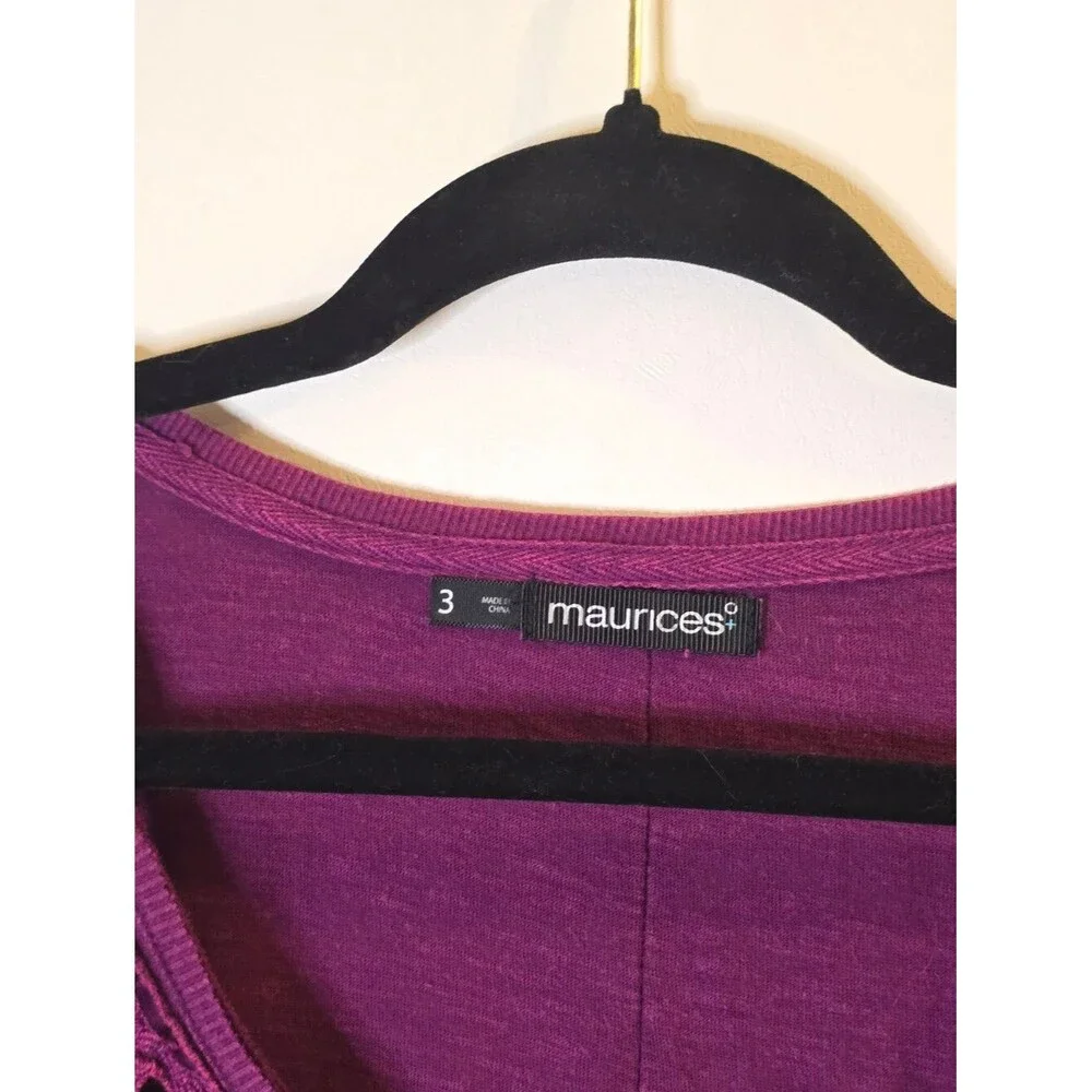 Maurices Purple Lace Collar Henley Tunic Top Womens 3x
